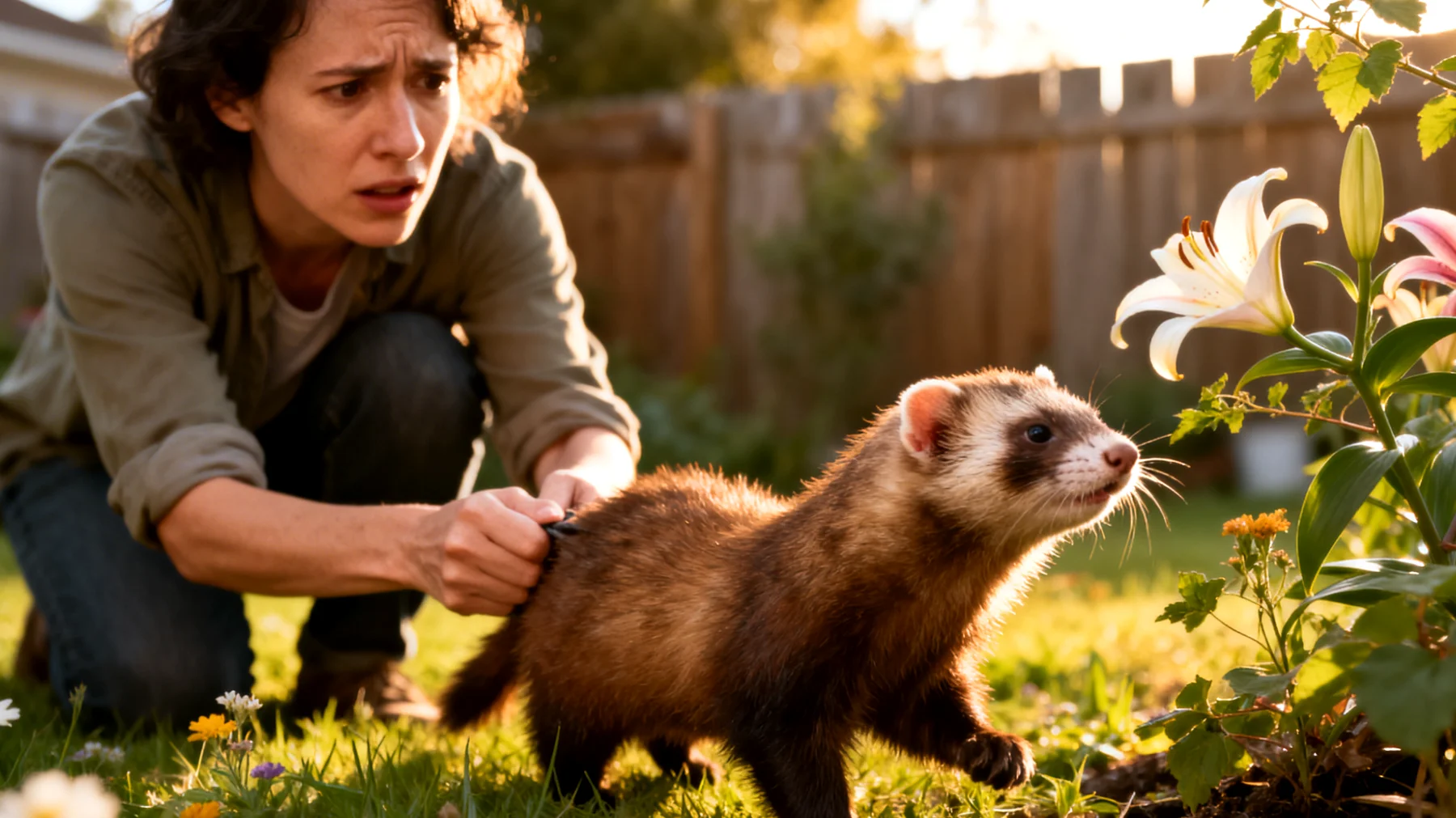 Frettchen benötigen eine ausgewogene, proteinreiche Ernährung mit tierischen Proteinen, aber im Garten besteht die Gefahr, dass sie für sie ungeeignete oder giftige Pflanzen, Insekten oder Gartenprodukte fressen"